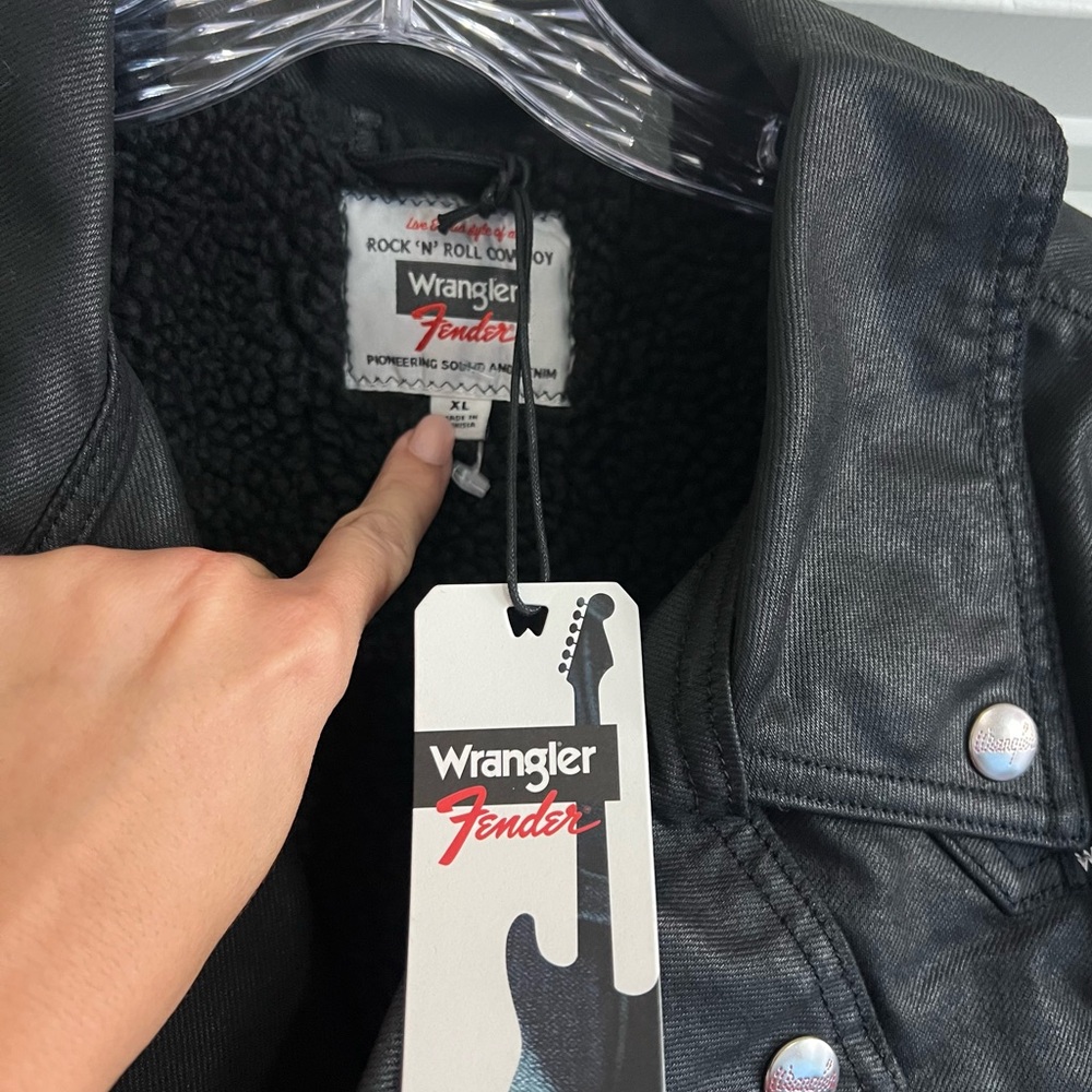 Wrangler Black Leather Biker Jacket - Picture 8 of 16